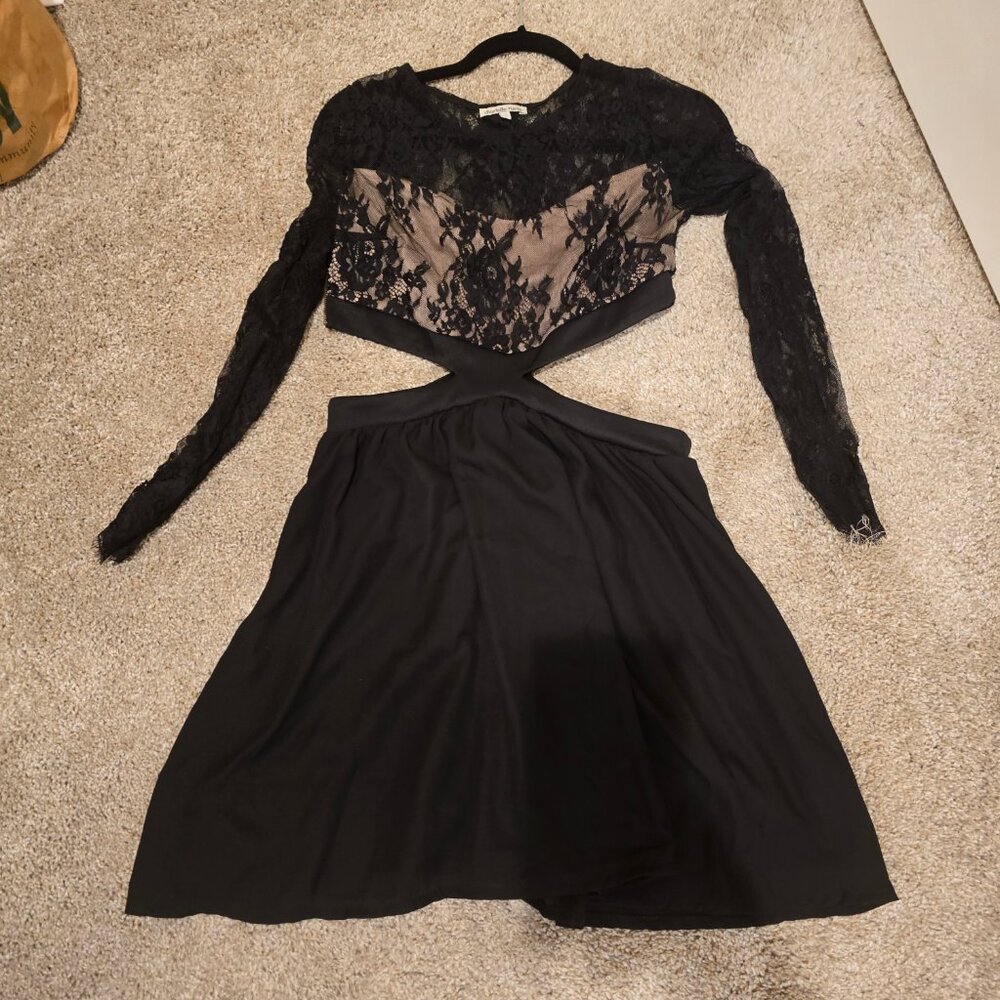 Charlotte Russe Black Mesh Dress with Cutouts  L